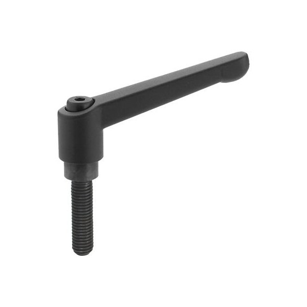 J.W. Winco Die Cast Adjustable Lever - M6 x 1.0 - 30mm Handle - 32mm Stud - Black - J.W. Winco GN300 6N32A19K - main